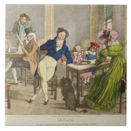 Le Cafe, pub. door Rodwell en Martin, 1820 (kleur) Tegeltje (Voorkant)
