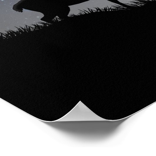 Le cerf sous la lune noir et blanc poster (Hoek)