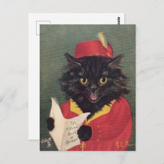 Le chat chanteur briefkaart (Voorkant / Achterkant)