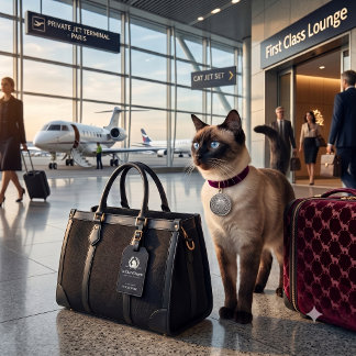 Le Chat d'Argent Franse Zilveren Kam Luggage Geper Bagagelabel