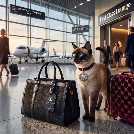 Le Chat d'Argent Franse Zilveren Kat Aangepast Bagagelabel