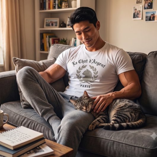 Le Chat d'Argent klassiek wit heren t-shirt