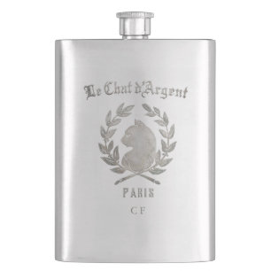 Le Chat d'Argent Paris-Luxury Zilveren Kat Zakfles Flacon