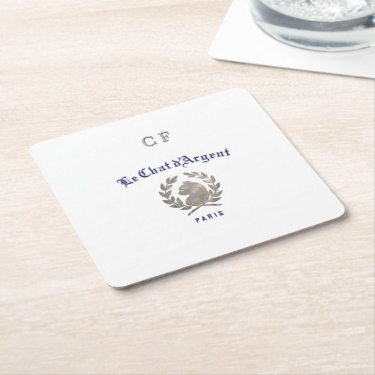 Le Chat d'Argent Parisian Bistrot Monogram Kartonnen Onderzetters (Schuin)