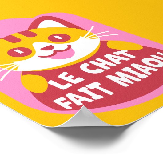 Le Chat Fait Miaou Schattige Frans Sinaasappel Tab Poster (Hoek)