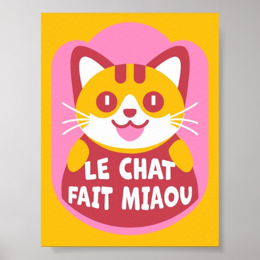 Le Chat Fait Miaou Schattige Frans Sinaasappel Tab Poster (Voorkant)