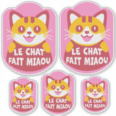 Le Chat Fait Miaou Schattige Frans Sinaasappel Tab Sticker (Voorkant)