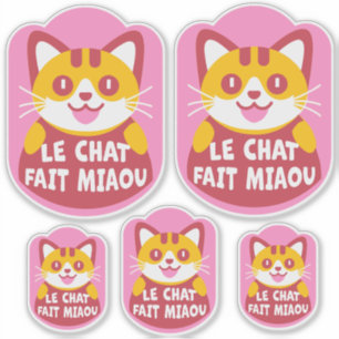 Le Chat Fait Miaou Schattige Frans Sinaasappel Tab Sticker