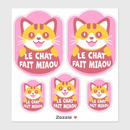 Le Chat Fait Miaou Schattige Frans Sinaasappel Tab Sticker (Vel)