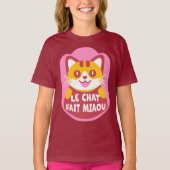 Le Chat Fait Miaou Schattige Frans Sinaasappel Tab T-shirt (Voorkant)