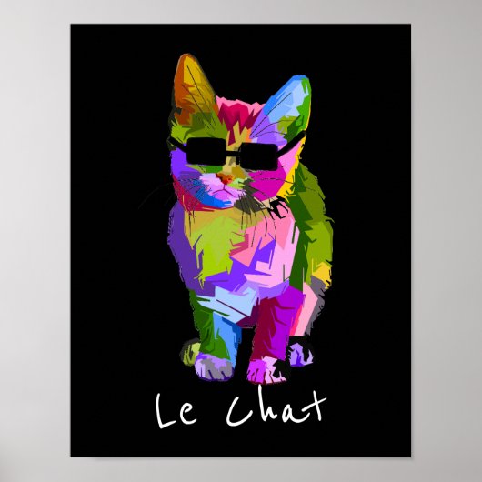 Le Chat French Modern cool art pop art kitty cat Poster (Voorkant)