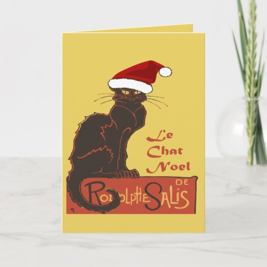 Le Chat Noel Kerst Spottende Vector Kunst Feestdagen Kaart (Voorkant)