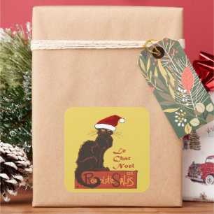 Le Chat Noel Kerstparodie Vector Kunst Vierkante Sticker