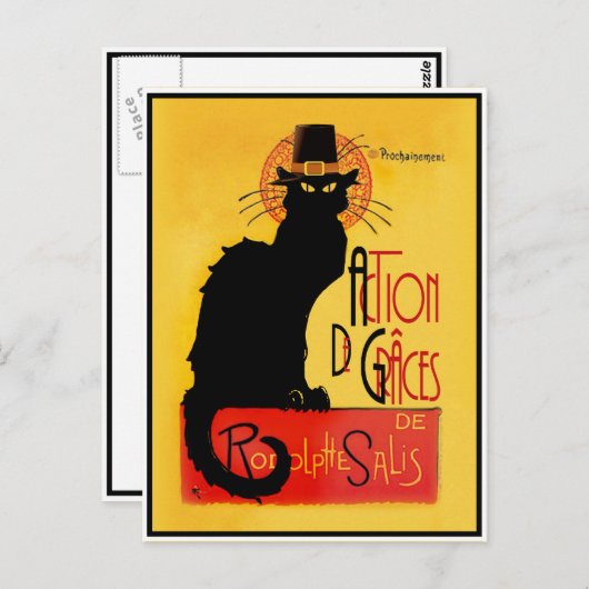 Le Chat Noir - Action De Grâces Briefkaart (Voorkant / Achterkant)
