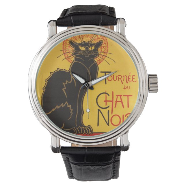 Le Chat Noir Art Nouveau Wrist Watch Horloge (Voorkant)