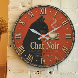 Le Chat Noir Café Vintage Black Cat Coffee Decor  Grote Klok