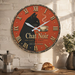 Le Chat Noir Café Vintage Black Cat Coffee Decor Grote Klok