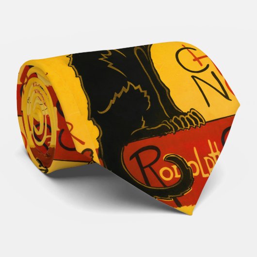 Le Chat Noir  Cat Art Nouveau Retro Stropdas (Opgerold)