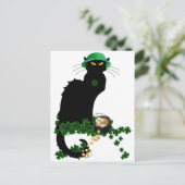 Le Chat Noir Clover St. Patrick's Day Briefkaart (Staand voorkant)
