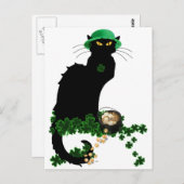 Le Chat Noir Clover St. Patrick's Day Briefkaart (Voorkant / Achterkant)