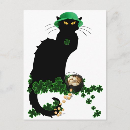 Le Chat Noir Clover St. Patrick's Day Briefkaart (Voorkant)