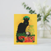 Le Chat Noir Clover St. Patrick's Day Briefkaart (Staand voorkant)