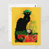 Le Chat Noir Clover St. Patrick's Day Briefkaart (Voorkant / Achterkant)
