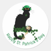 Le Chat Noir Clover St. Patrick's Day Ronde Sticker (Voorkant)