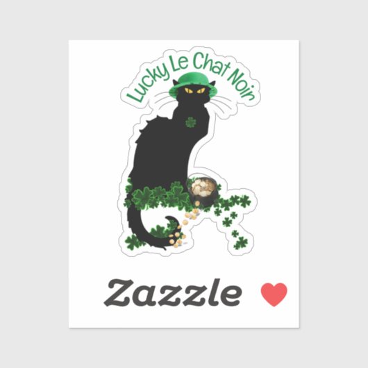 Le Chat Noir Clover St. Patrick's Day Sticker (Vel)