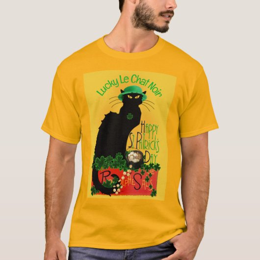 Le Chat Noir Clover St. Patrick's Day T-shirt (Voorkant)