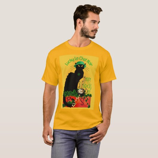 Le Chat Noir Clover St. Patrick's Day T-shirt (Voorkant volledig)
