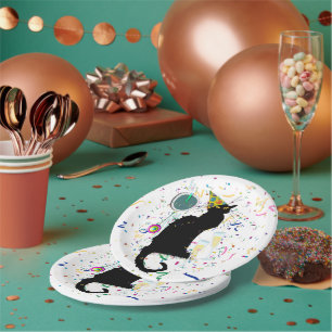 Le Chat Noir Confetti Nieuwjaar Papieren Bordje