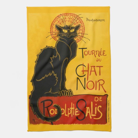 Le Chat Noir de Black Cat Art  Theedoek (Verticaal)