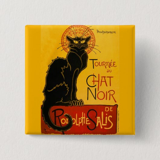 Le Chat Noir de Black Cat Art  Vierkante Button 5,1 Cm (Voorkant)