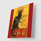Le Chat Noir de Black Cat Art  Vierkante Klok (Hoek)