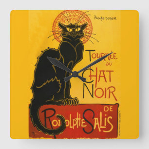 Le Chat Noir de Black Cat Art  Vierkante Klok