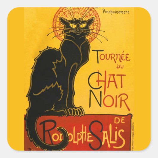 Le Chat Noir de Black Cat Art  Vierkante Sticker (Voorkant)