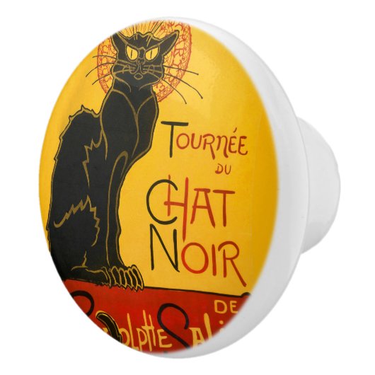 Le Chat Noir de zwarte kat Keramische Knop (Rechts)