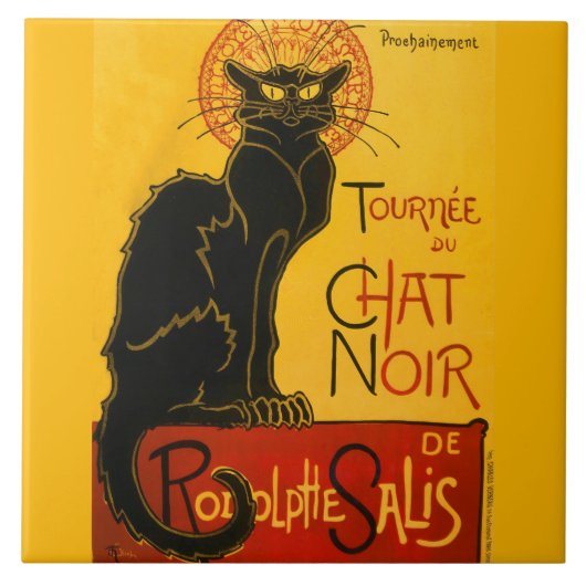 Le Chat Noir de zwarte kat Tegeltje (Voorkant)