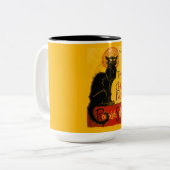 Le Chat Noir de zwarte kat Tweekleurige Koffiemok (Voorkant links)