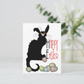 Le Chat Noir Easter Bunny Ears Feestdagenkaart (Staand voorkant)