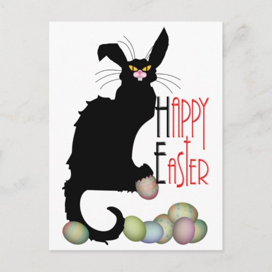 Le Chat Noir Easter Bunny Ears Feestdagenkaart (Voorkant)