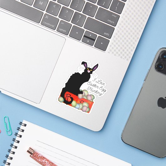 Le Chat Noir Easter Bunny Ears Sticker (Laptop met iPhone)