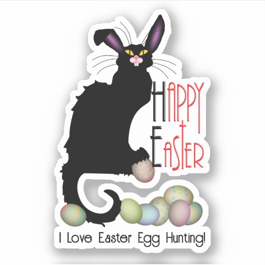 Le Chat Noir Easter Bunny Ears Sticker (Voorkant)