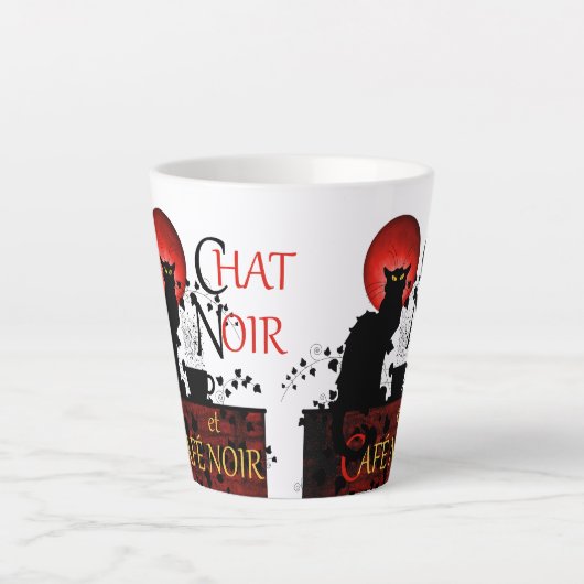 Le Chat Noir et Café Noir Koffie Latte Mok (Voorkant)