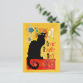 Le Chat Noir Gelukkig Nieuwjaar Feest Briefkaart (Staand voorkant)