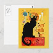Le Chat Noir Gelukkig Nieuwjaar Feest Briefkaart (Voorkant / Achterkant)