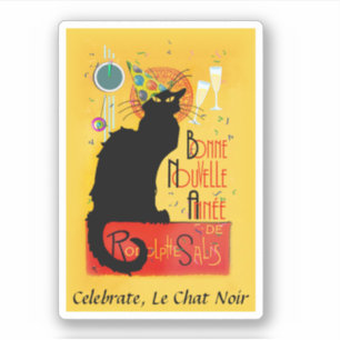 Le Chat Noir Gelukkig Nieuwjaar Feest Sticker