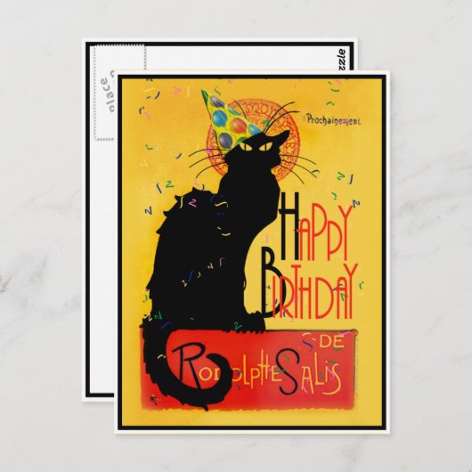 Le Chat Noir Gelukkige Verjaardag Briefkaart (Voorkant / Achterkant)