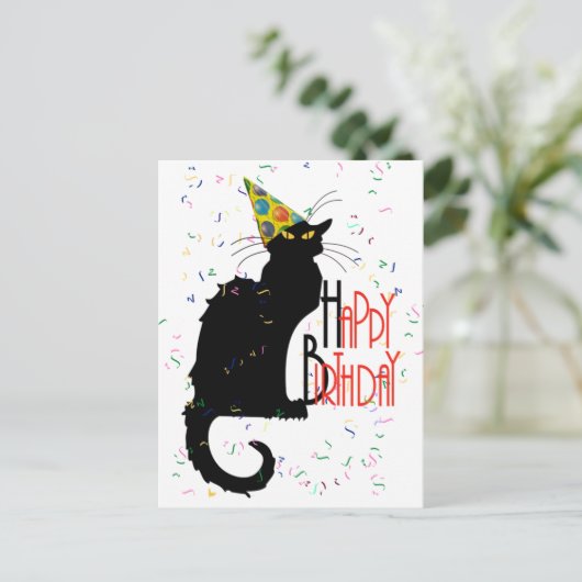 Le Chat Noir Gelukkige Verjaardag Briefkaart (Staand voorkant)